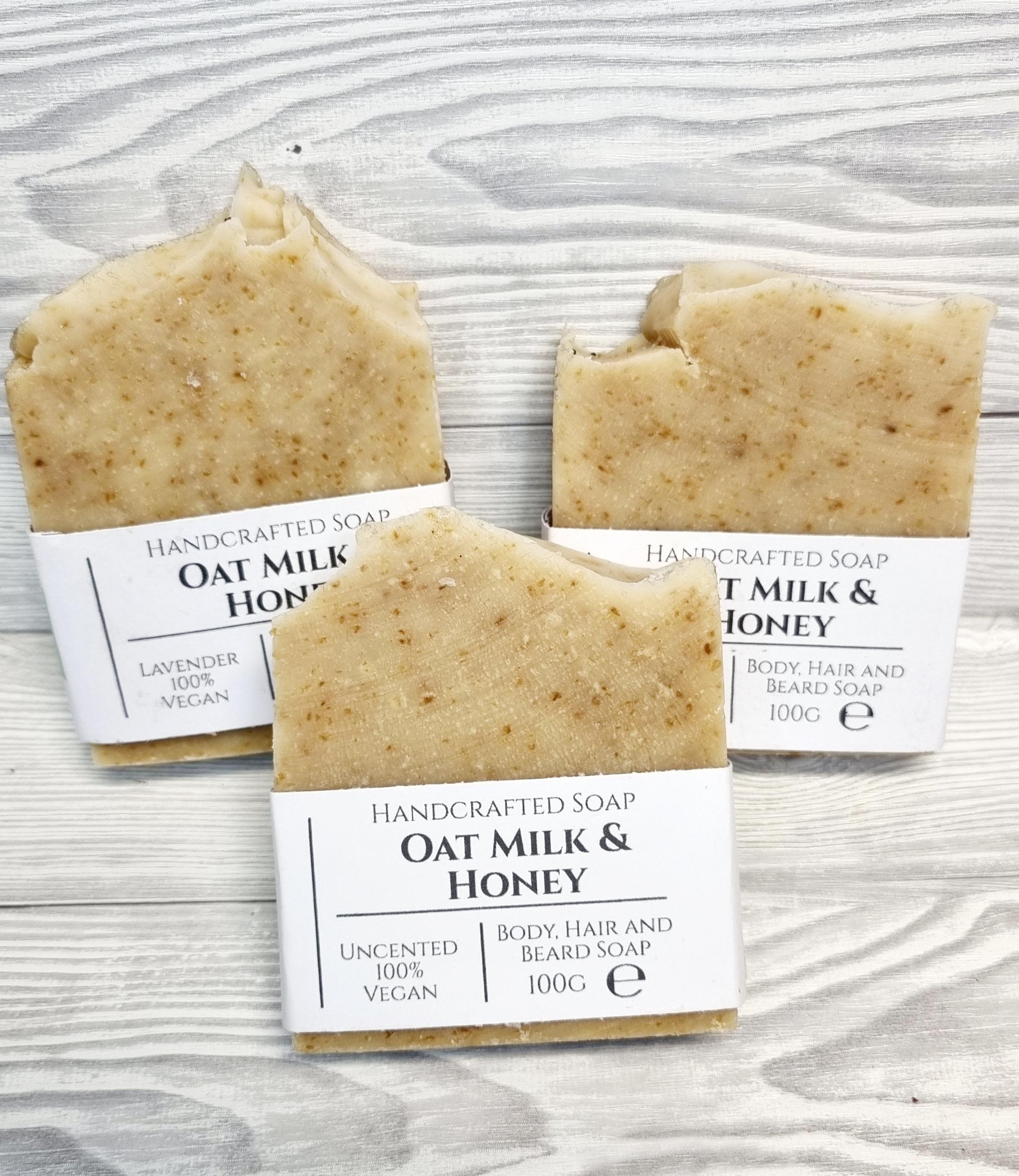 Hair, Beard & Body Oat Milk and Agave Nectar Honey Soap Bar image 0